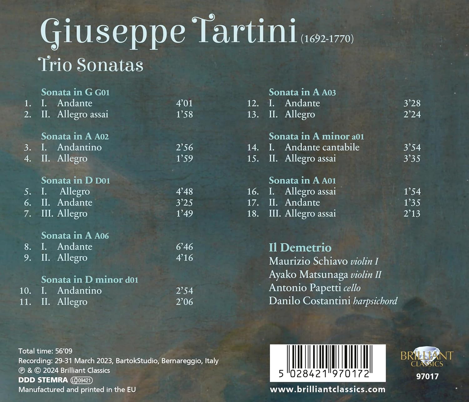 Il Demetrio 타르티니: 트리오 소나타 (Tartini: Trio Sonatas)