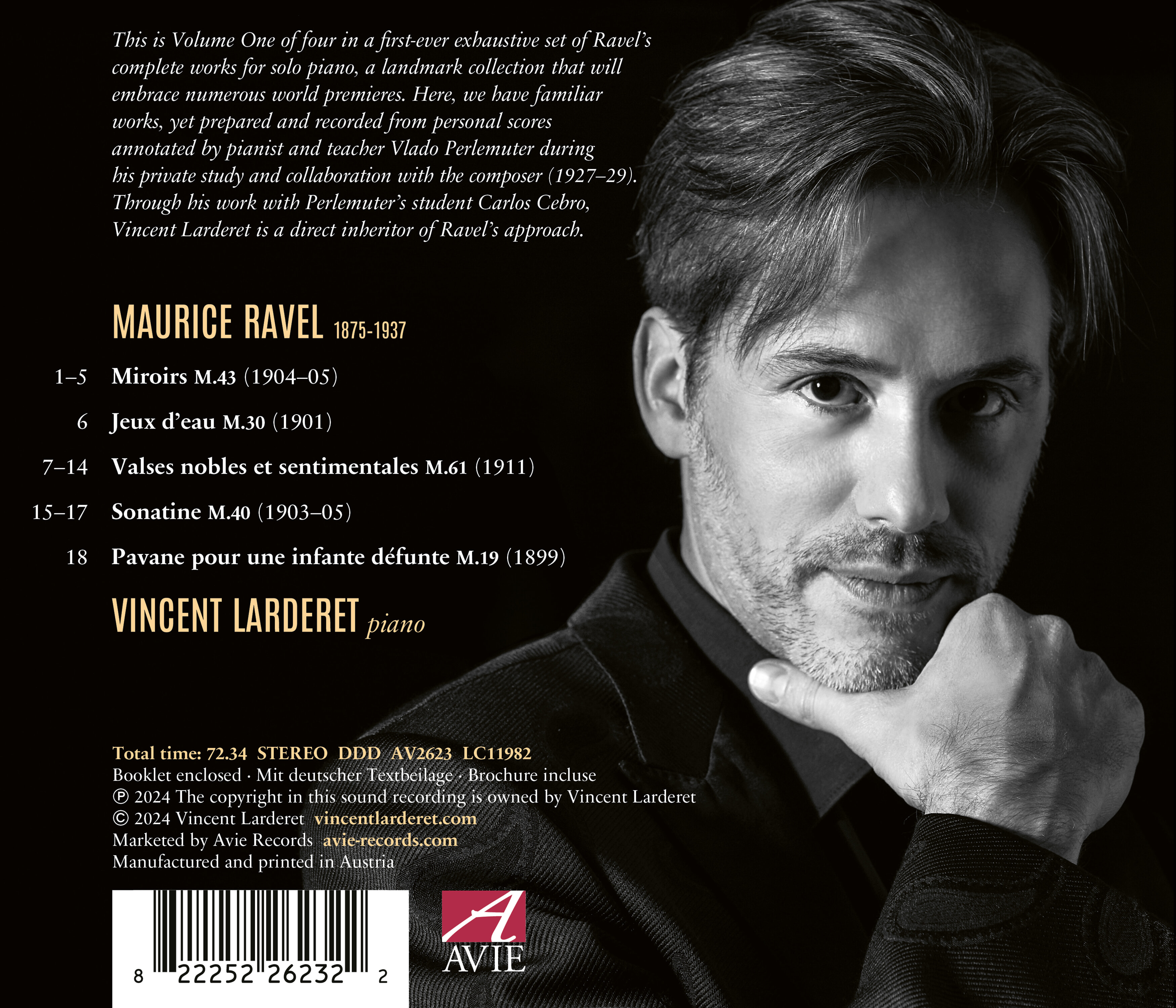 Vincent Larderet 라벨: 피아노 작품 전곡 1집 (Ravel: Complete Piano Works Vol.1)