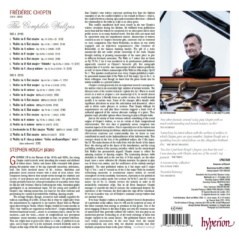 Stephen Hough 쇼팽: 왈츠 전곡 (Chopin: The Complete Waltzes) [LP]