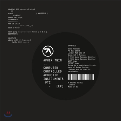 Aphex Twin (에이펙스 트윈) - Computer Controlled Acoustic Instruments Pt. 2 EP [LP]