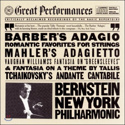 Leonard Bernstein 현을 위한 유명 로맨틱 작품집 - 바버: 아다지오 / 말러: 아다지에토 (Romantic Favorites for Strings - Barber: Adagio / Mahler: Adagietto)