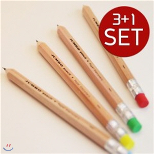 [Papel] Jumbo mechanical pencil SET 파펠 나무연필모양 0.5mm샤프 4개(빨강+초록+노랑+파랑)