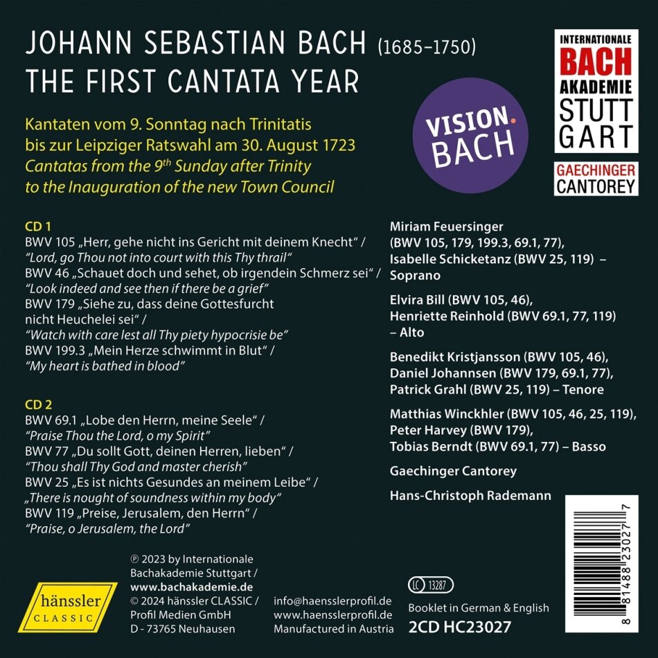 Hans-Christoph Rademann / Gaechinger Cantorey 바흐: 칸타타 에디션 3집 (Bach: The First Cantata Year Vol.3)