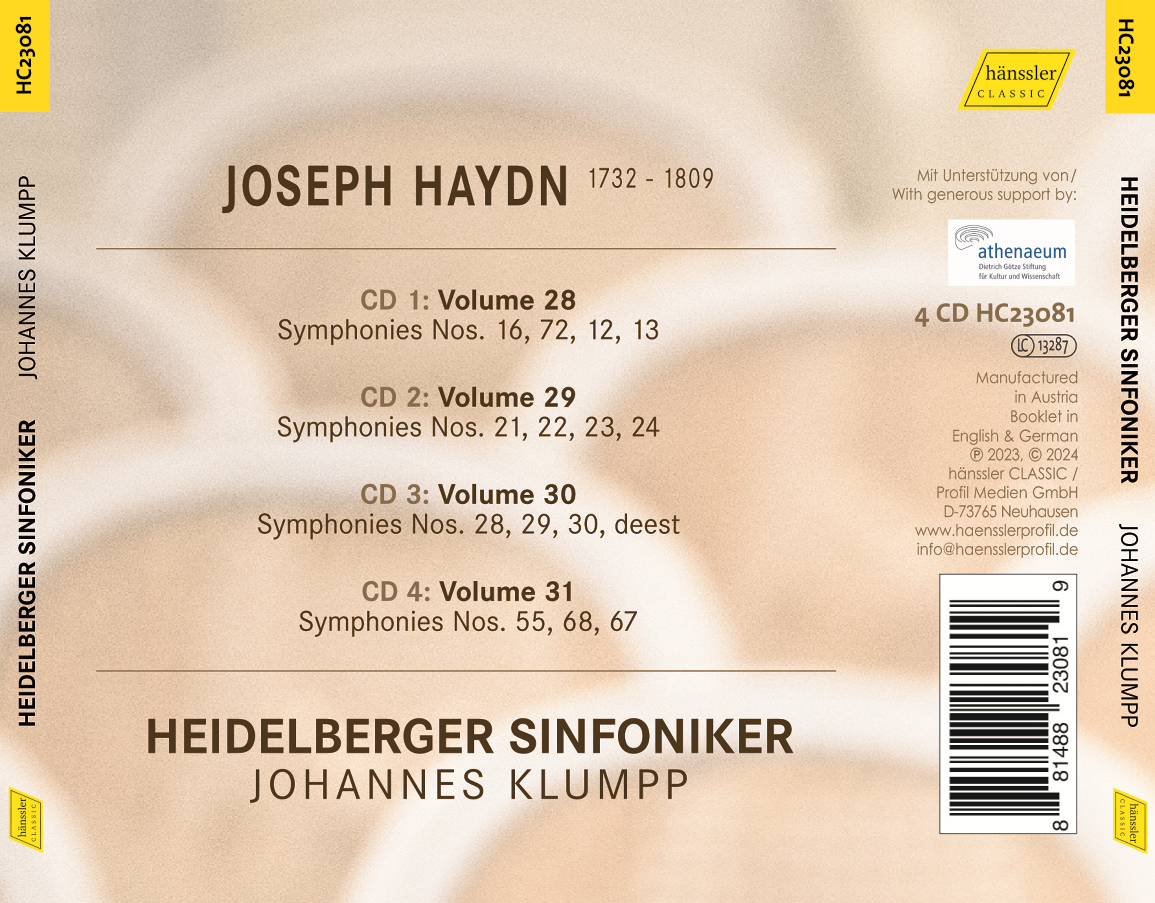 Johannes Klumpp 하이든: 교향곡 (Haydn: Symphonies 16,72,12,13,21,22,23,24,28,29,30,55,68,67)