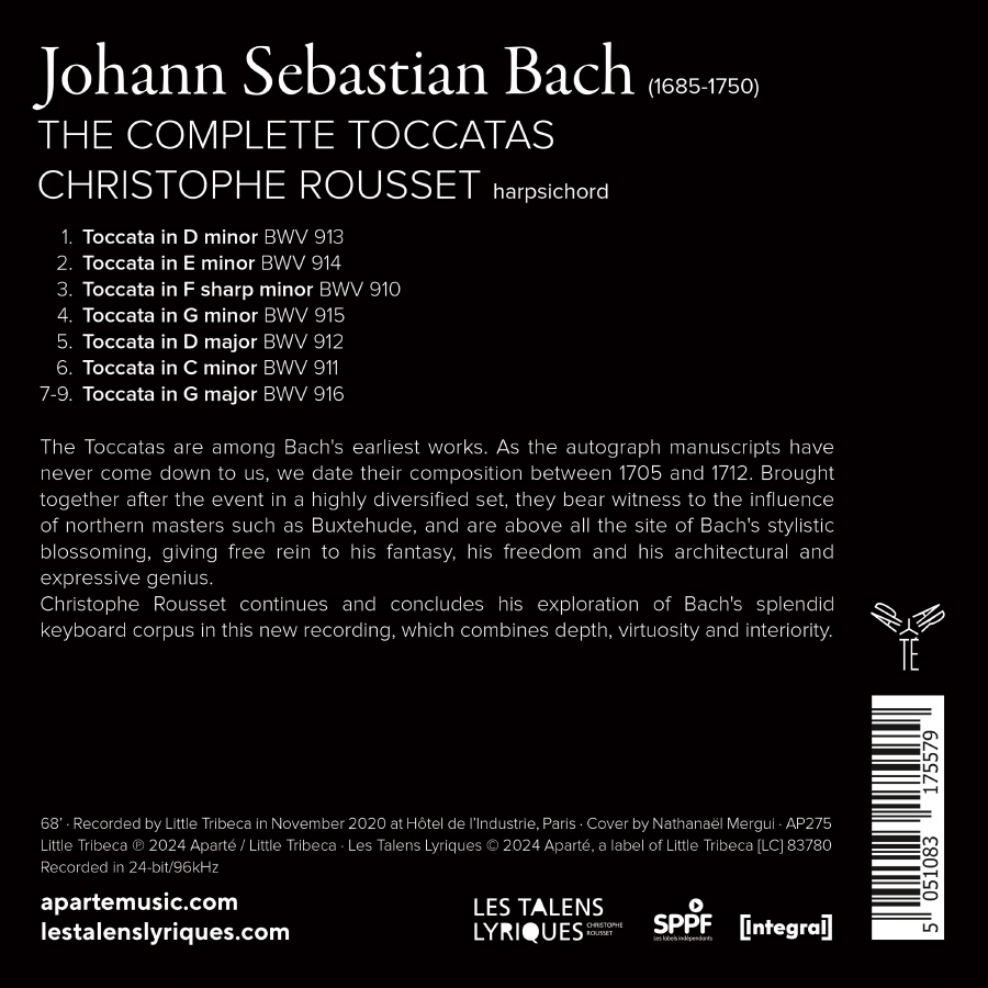 Christophe Rousset 바흐: 토카타 전곡 (Bach: The Complete Toccatas BWV910-916)