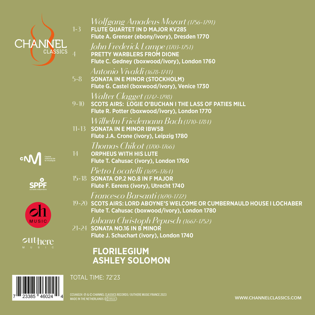 Ashley Solomon 슈포어: 컬렉션 3집 - 모차르트, 비발디, 로카텔리, W.F.바흐의 플루트 작품 (The Spohr Collection, Vol. 3)
