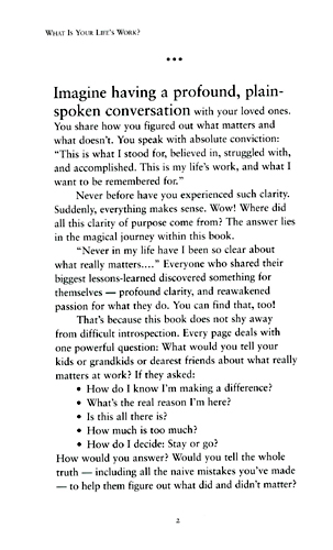 What Is Your Life's Work?: Answer the Big Question about What Really Matters... and Reawaken the Passion for What You Do.