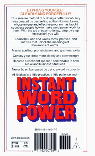 Instant Word Power: The Unique, Proven Program for Increasing Your Vocabulary--Your Vital Key to Social, Academic, and Career Success