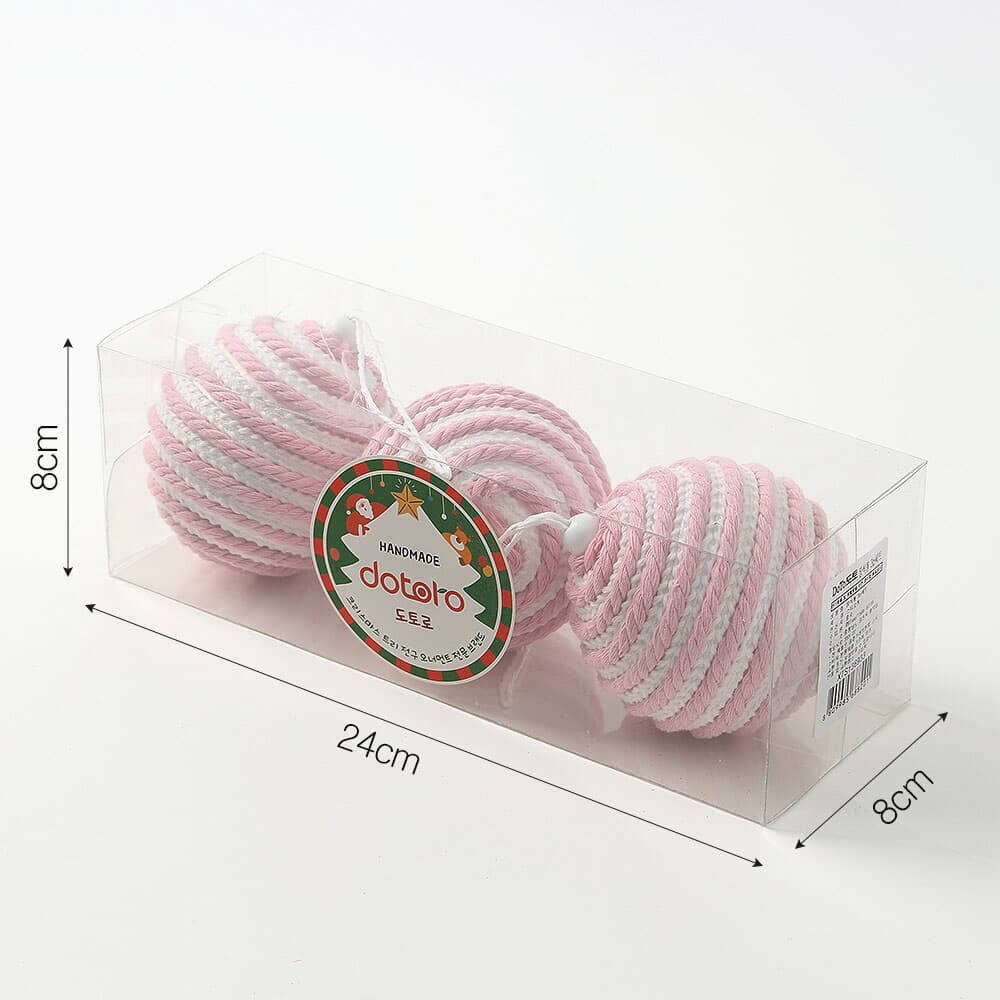 [도토로]핑크블라썸 패브릭 장식볼 3p(8cm) (핑크&화이트)