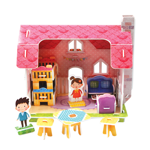 [스콜라스 본사직영] 핑크 하우스(Pink House) 입체퍼즐 만들기 교구