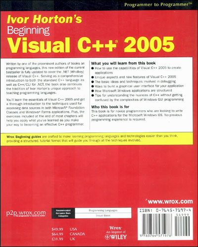 Ivor Horton's Beginning Visual C++ 2005