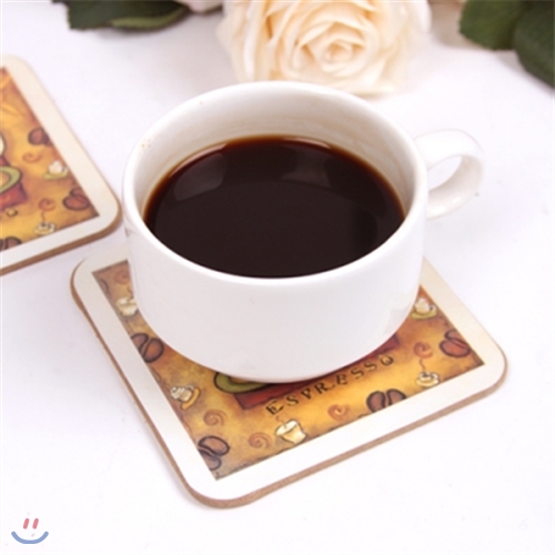 하우스케어 빈티지 라벨 코르크 컵받침 4P -caffe espresso [0163443798]