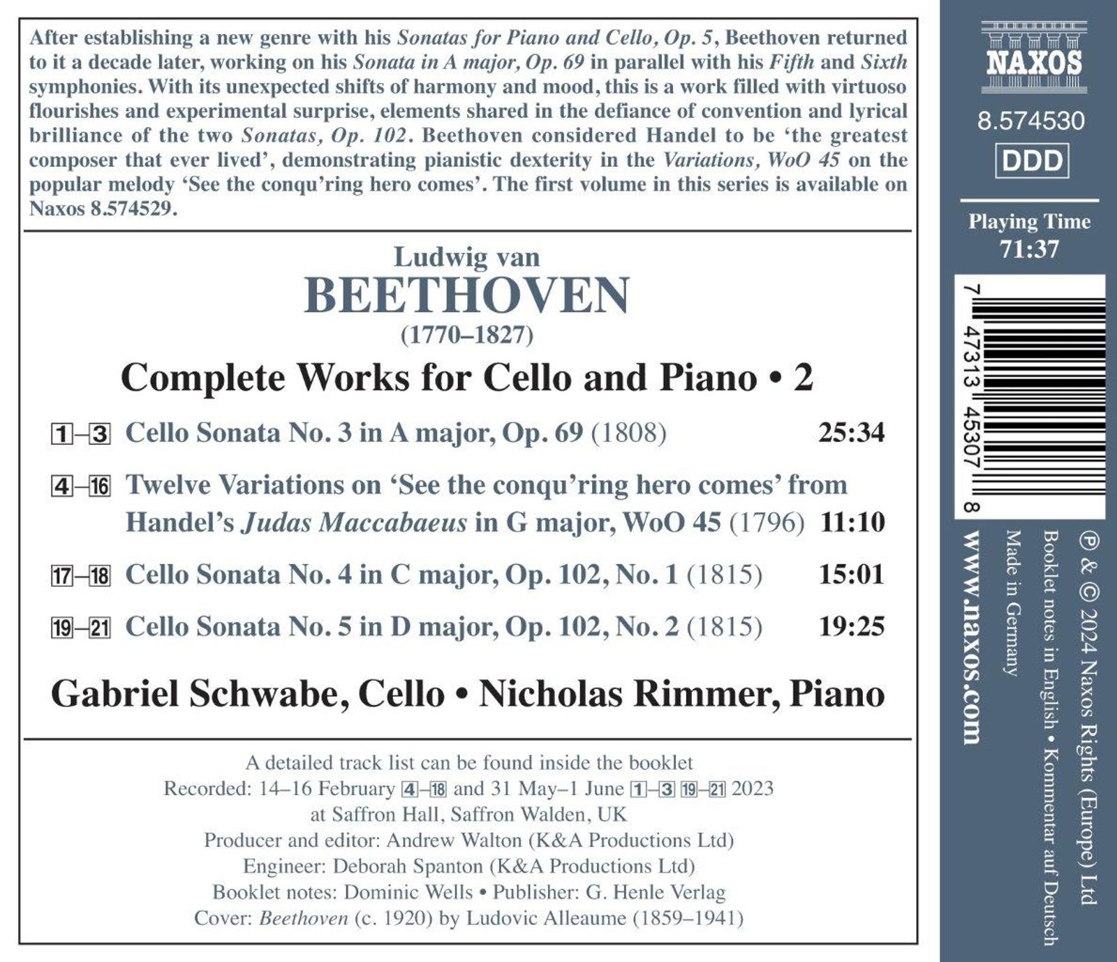 Gabriel Schwabe 베토벤: 첼로와 피아노를 위한 작품 전곡 2집 (Beethoven: Complete Works for Cello and Piano, Vol. 2)