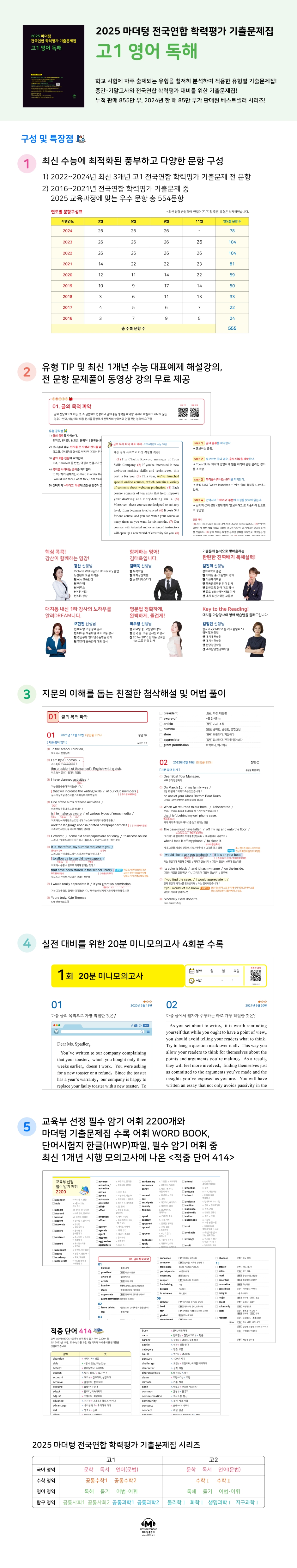 상세이미지-2025 마더텅 전국연합 학력평가 기출문제집 고1 영어 독해