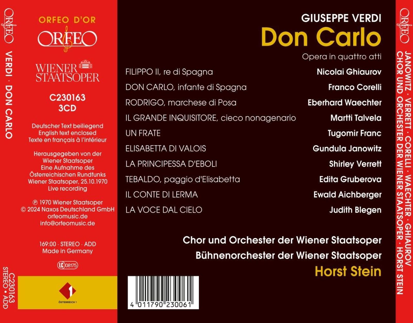 Horst Stein 베르디: 오페라 `돈 카를로` (Verdi: Don Carlo)