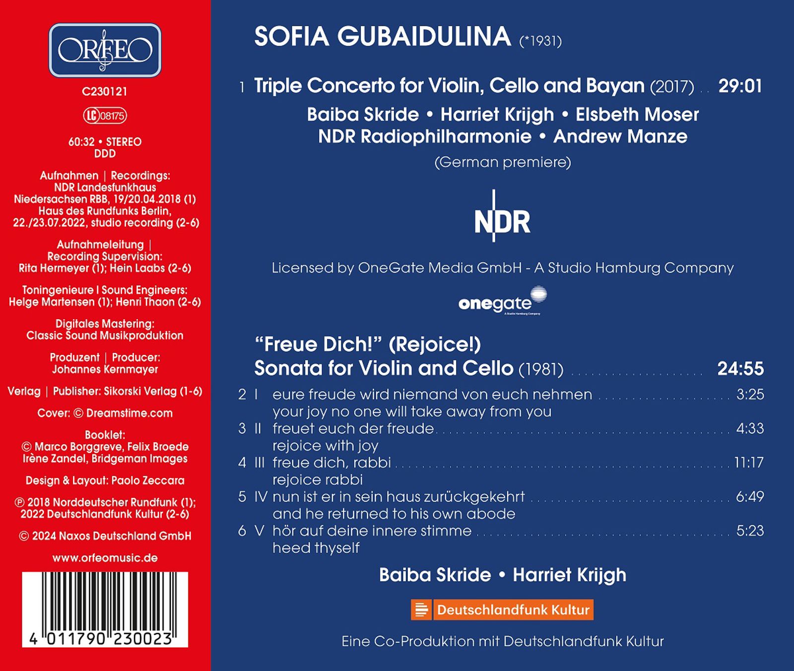 Baiba Skride 구바이둘리나: 바이올린, 첼로, 바얀을 위한 협주곡 (Sofia Gubaidulina: Triple Concerto for Violin, Cello and Bayan & Rejoice! for Violin and Cello)