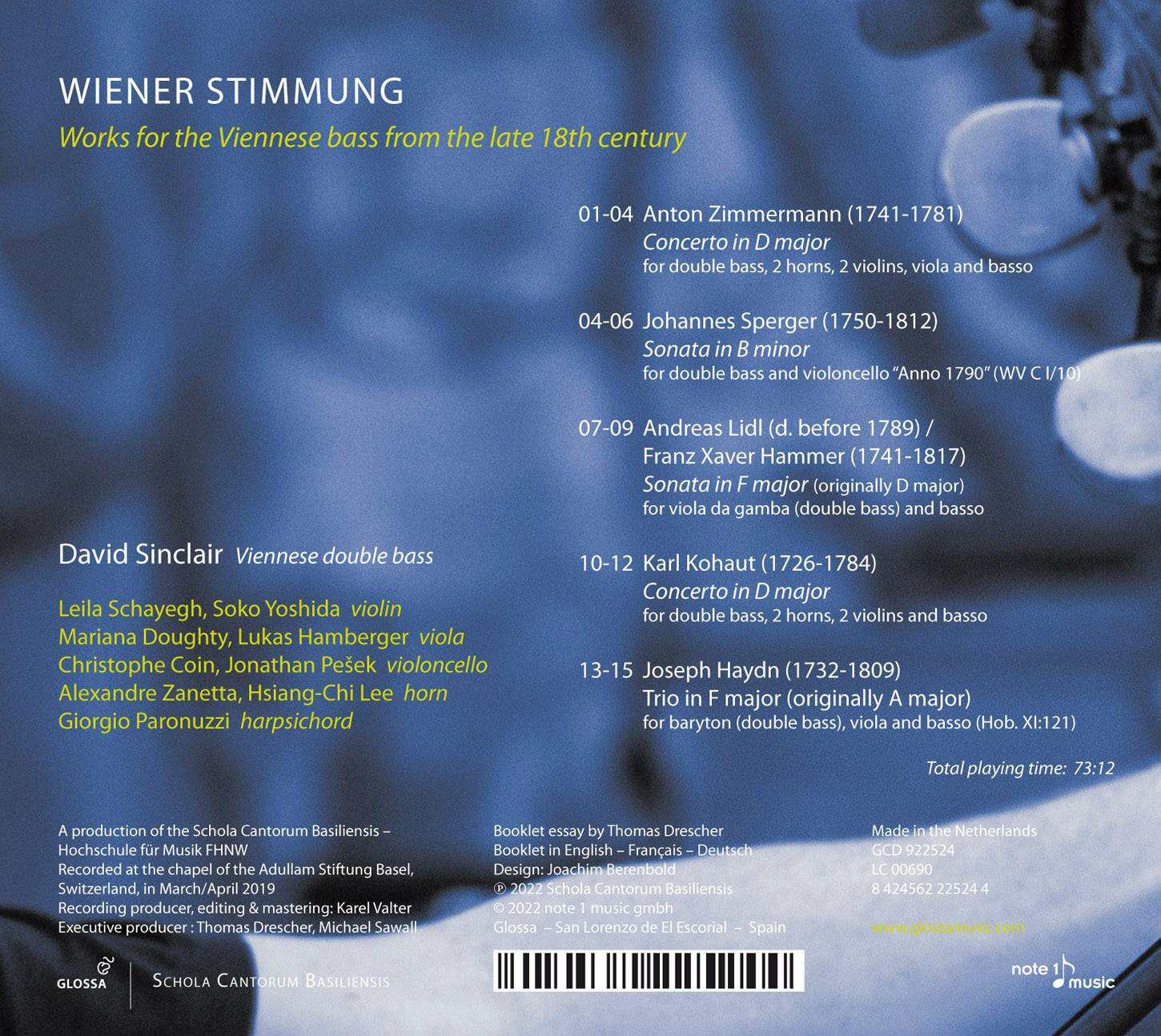 David Sinclair 빈의 콘트라베이스 음악 - 침머만, 슈페르거, 코하우트, 하이든 (Works For the Viennese Bass From the Late 18th Century)
