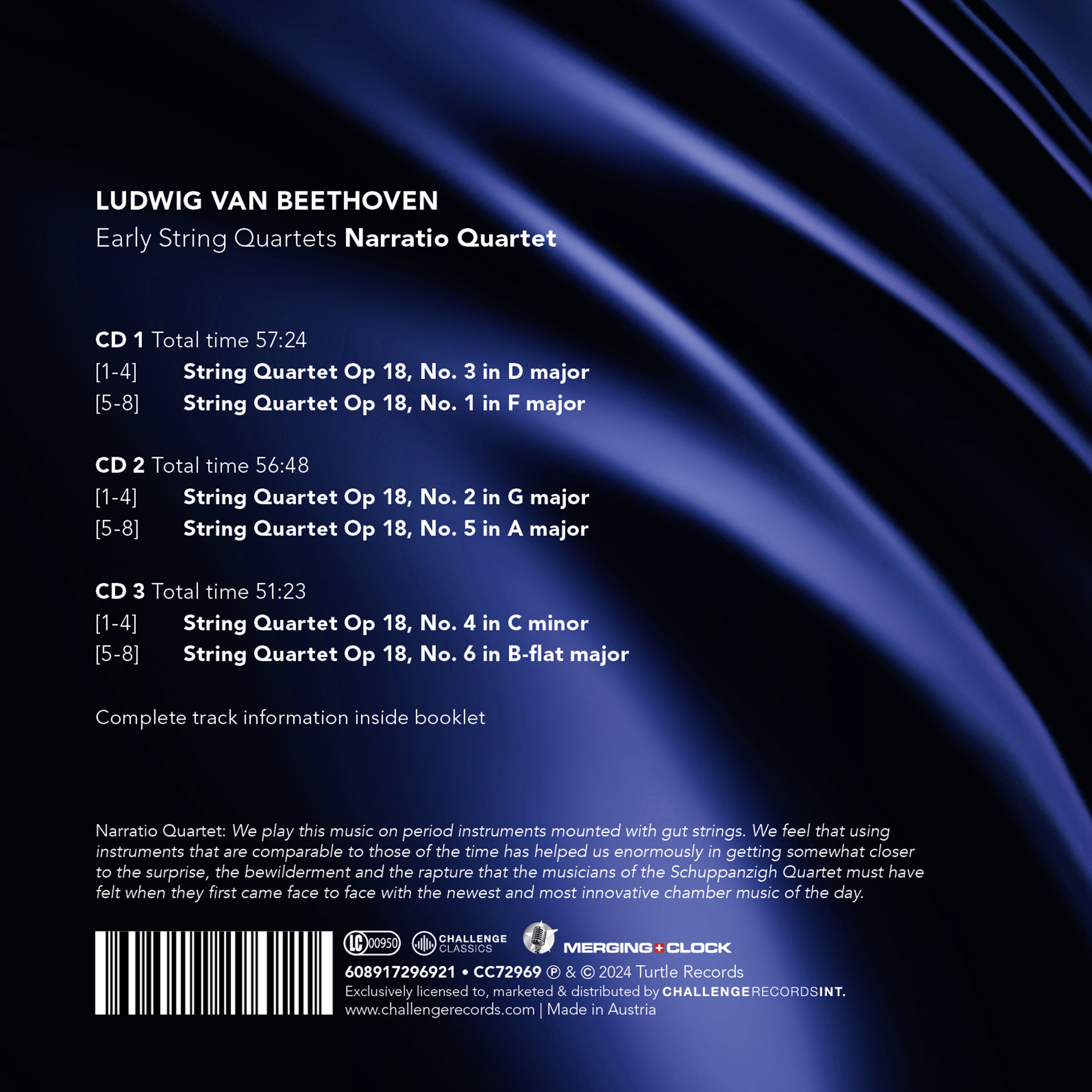 Narratio Quartet 베토벤: 초기 현악 사중주 1-6번 (Beethoven: Early String Quartets Op.18)