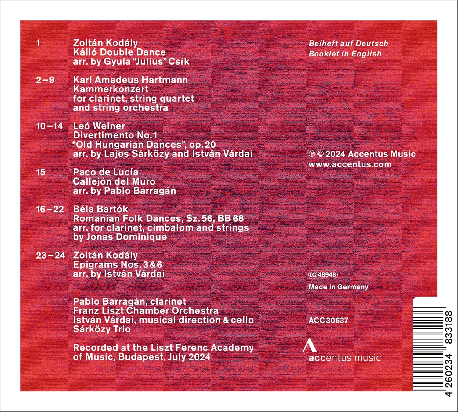 Istvan Vardai 시너지 : 하르트만 / 코다이 / 바르톡의 작품 (Szinergia)