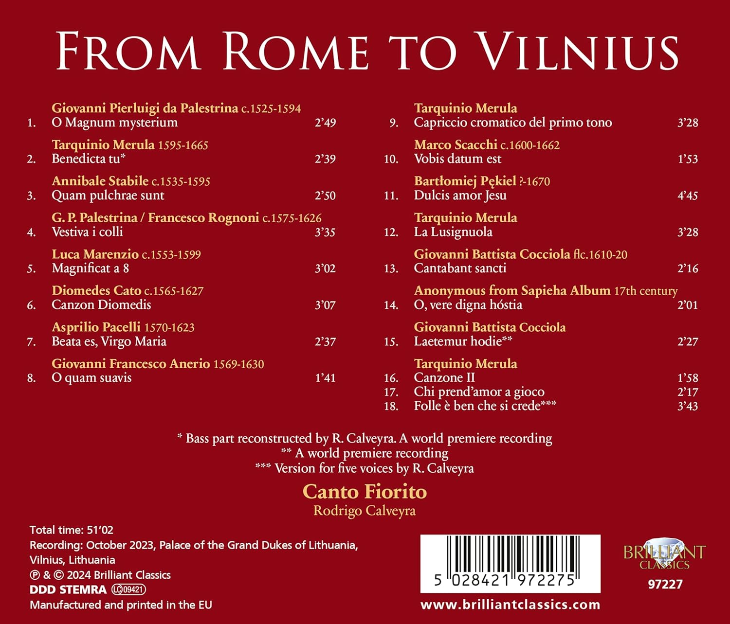 Canto Fiorito / Rodrigo Calveyra 로마에서 빌뉴스까지 (From Rome to Vilnius)