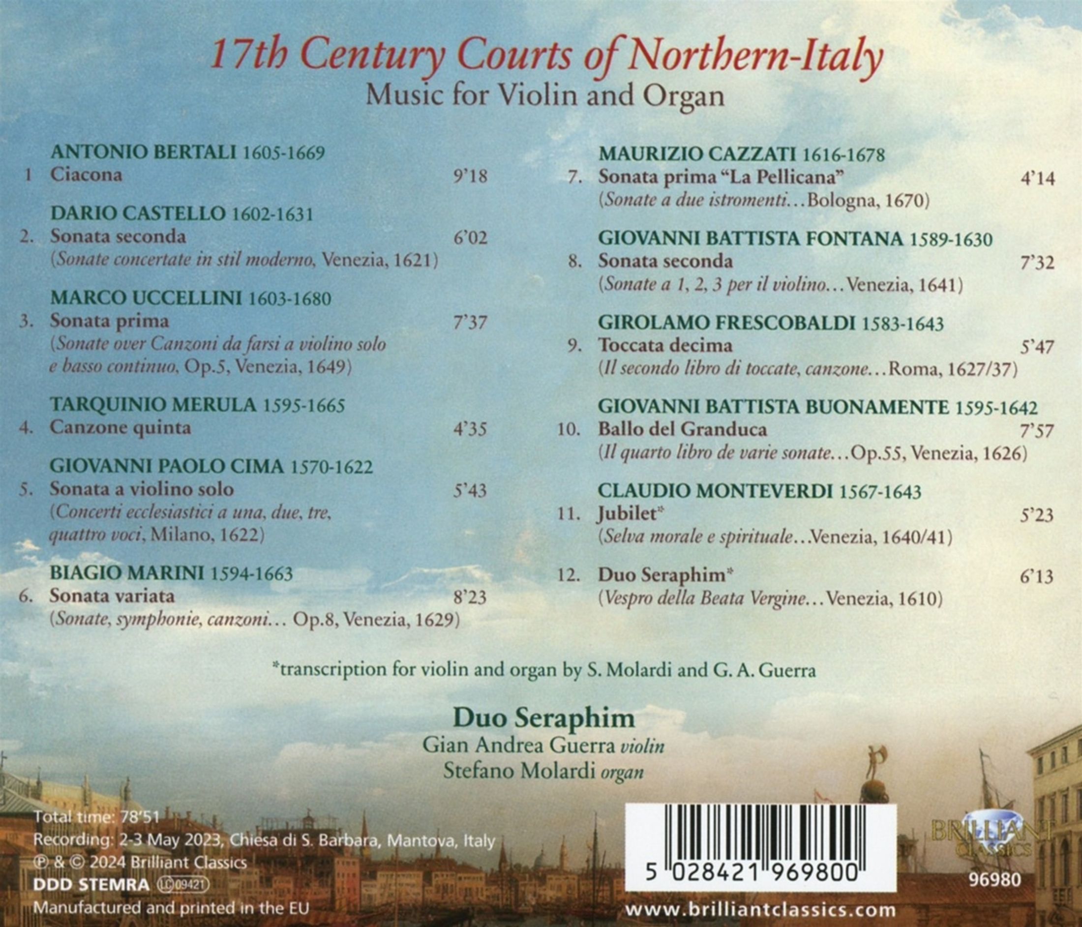 Duo Seraphim ‘17세기 북부 이탈리아의 궁정 - 바이올린과 오르간을 위한 음악’ (17th Century Courts Of Northern-Italy (Music For Violin & Organ)