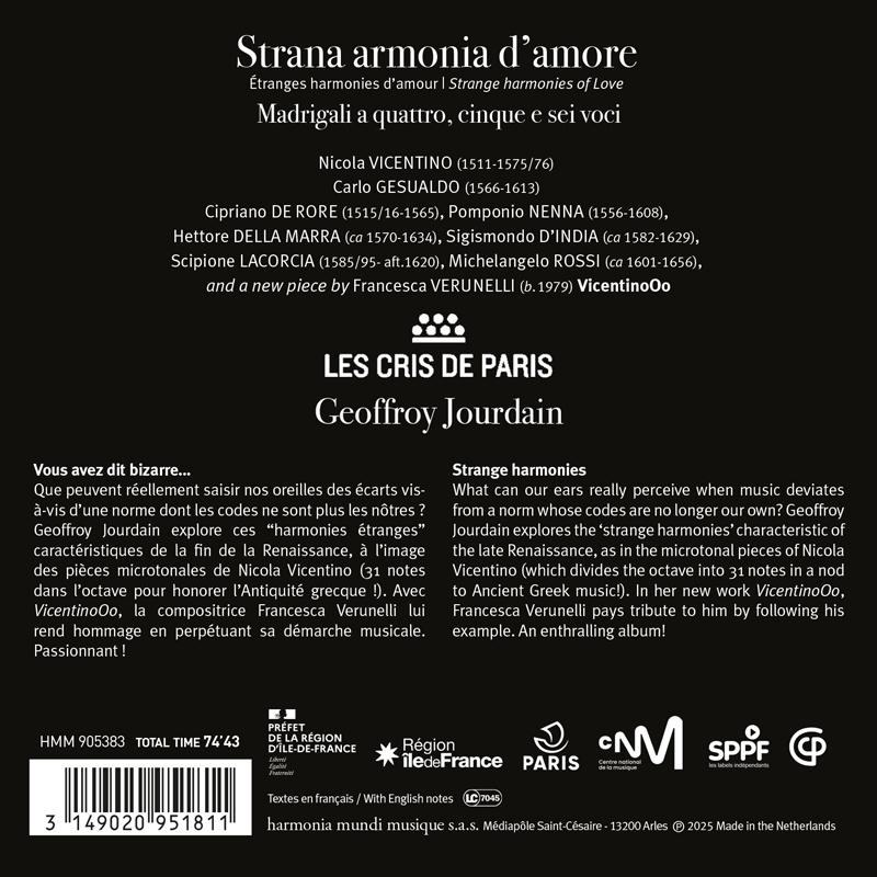 Les Cris de Paris 르네상스 시대의 음악 - 제수알도 / 로시 / 딘디아 / 베루넬리 외 (Strana Armonia D'Amore)