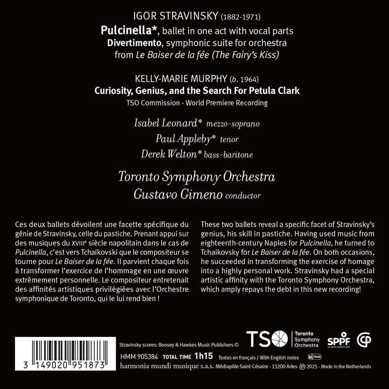 Gustavo Gimeno 스트라빈스키: 발레음악 `풀치넬라` / 켈리-마리 머피: 작품집 (Stravinsky: Pulcinella (complete Ballet) & Le Baiser De La Fee)