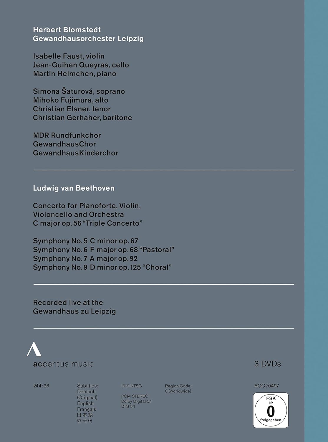 Herbert Blomstedt 베토벤: 교향곡 5, 6, 7 & 9번 / 삼중협주곡 (Beethover: Symphonies No.5, 6, 7 & 9/triple Concerto)