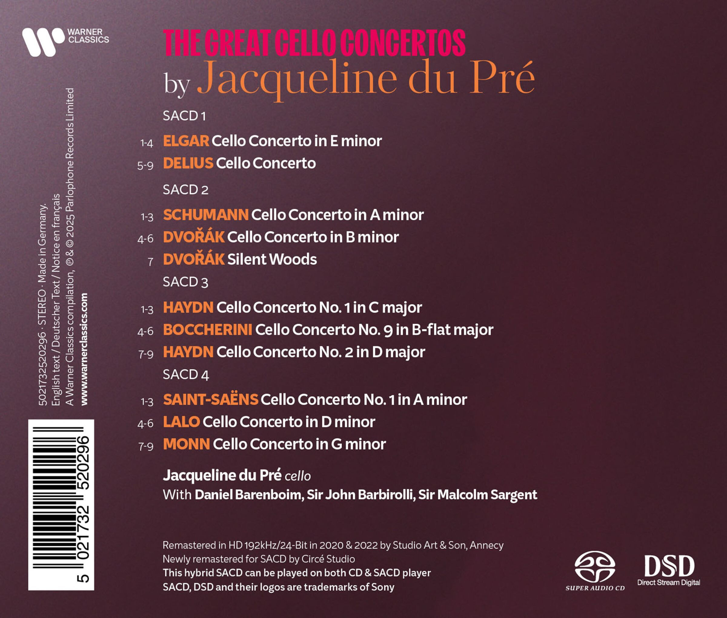 Jacqueline du Pre 자클린느 뒤 프레 첼로 협주곡 명연집 (The Great Cello Concertos)