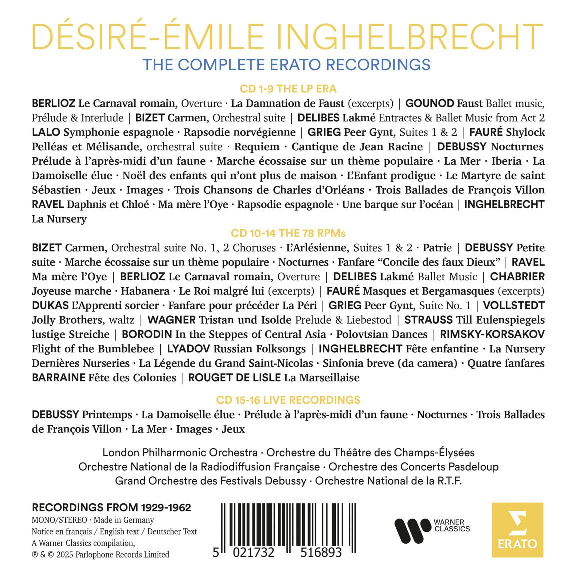 Desire-Emile Inghelbrecht 워너 녹음 전집 (The Complete Erato Recordings) [박스세트]