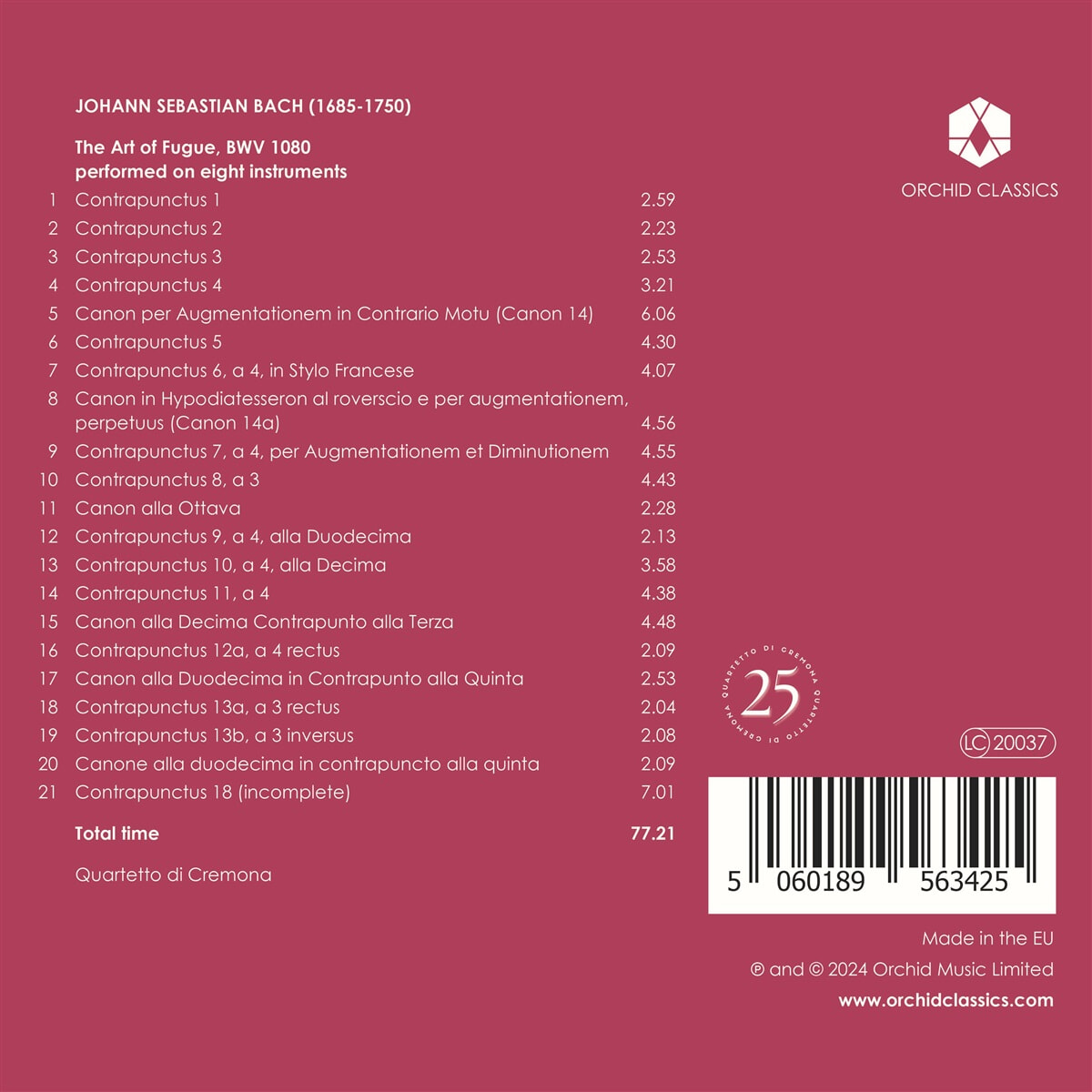 Quartetto di Cremona 바흐: 푸가의 기법 (Bach: The Art of Fugue)