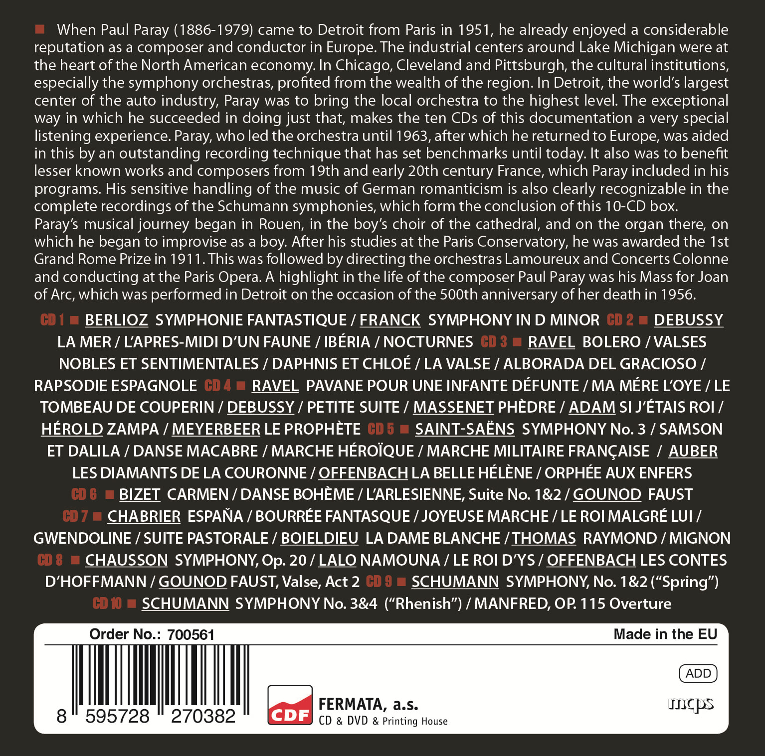 Paul Paray / Detroit Symphony Orchestra 폴 파레와 디트로이트 심포니 명연집 (14 Original Albums) [10CD 박스세트]
