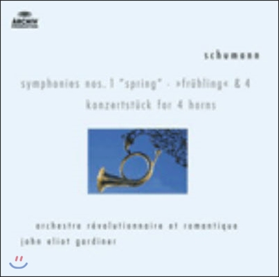 John Eliot Gardiner / 슈만 : 교향곡 1 &#39;봄&#39;, 4번, 네개의 호른과 관현악을 위한 작품 (Schumann : Symphony No.1 Op.38 &#39;Spring&#39;, No.4 Op.120, Konzertstuck For 4 Horns And Orchestra Op.86/수입/미개봉/474551