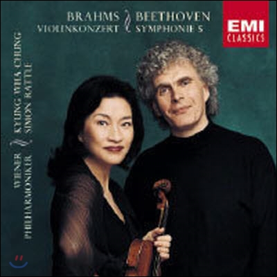 [중고] Simon Rattle, 정경화 (Kyung-Wha Chung) / Beethoven : Symphony No.5 Op.67, Brahms : Violin Concerto Op.77 (베토벤 : 교향곡 5번, 브람스 : 바이올린 협주곡/ekcd0540)