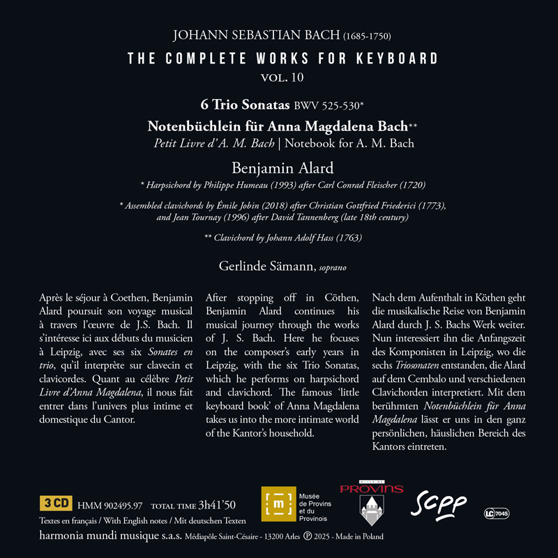 [CD] Benjamin Alard 바흐: 건반 음악을 위한 작품 10집 - 6개의 트리오 소나타 (Bach: The Complete Works for Keyboard Bwv 525-530 Vol.10) (이달의 클래식 CD ) 상세이미지