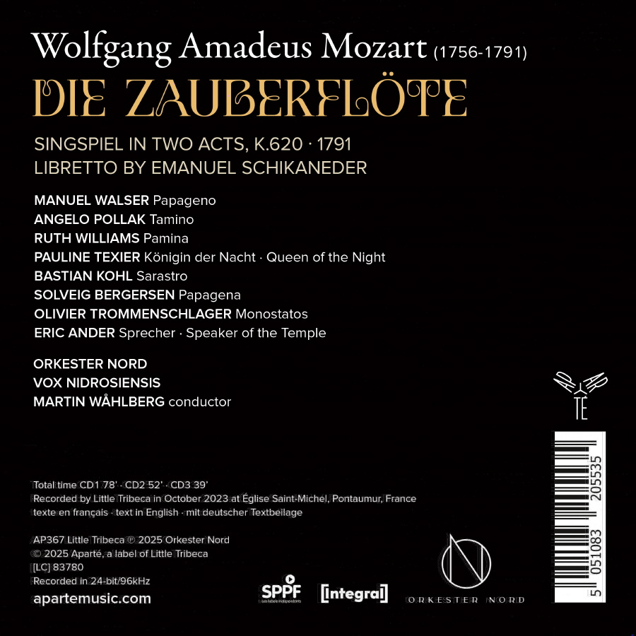 Martin Wahlberg 모차르트: 마술피리 전곡 (Mozart: Die Zauberflote K.620)