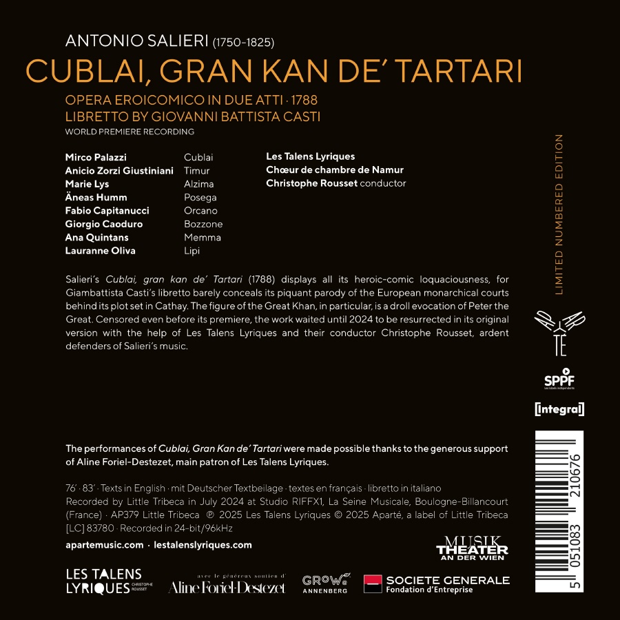 Christophe Rousset 살리에리: 타르타르의 위대한 칸, 쿠블라이 (Salieri: Cublai, Gran Kan De' Tartari)