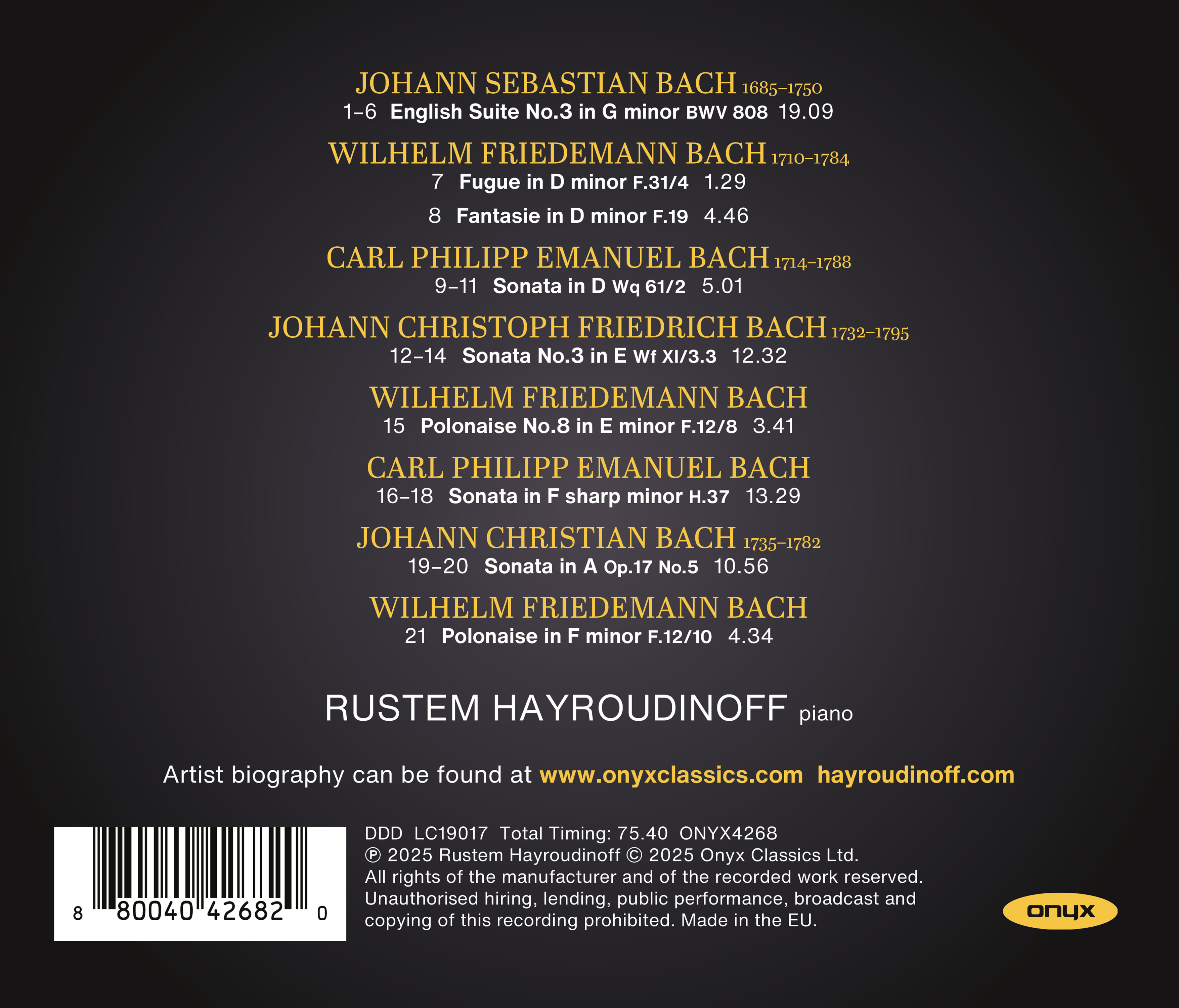 Rustem Hayroudinoff 바흐와 아들들 - 바흐 가문 작곡가들의 건반 음악 (Bach & Sons)
