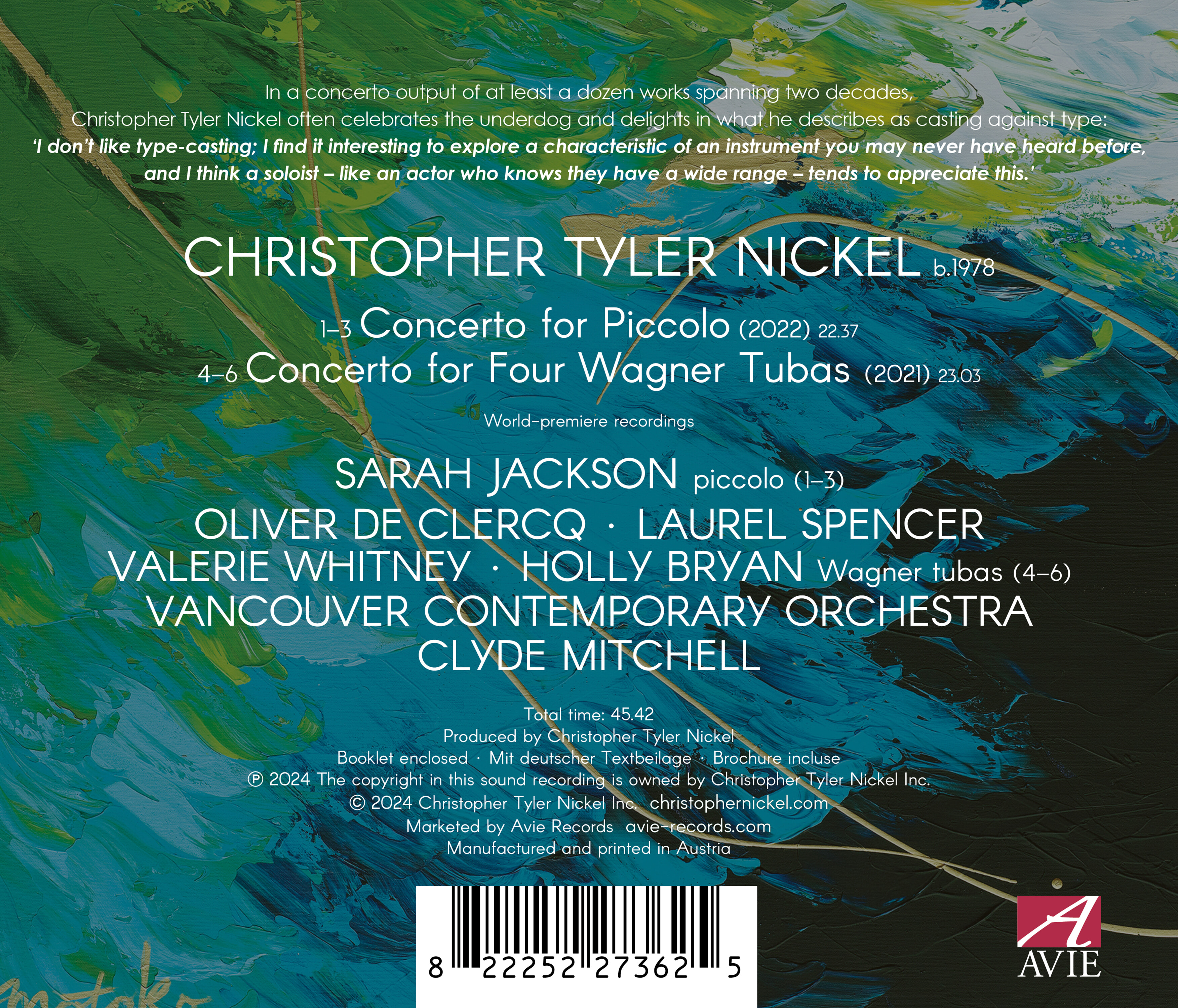 Cylde Mitchell 니켈: 피콜로 협주곡, 바그너 튜바 협주곡 (Nickel: Concerto for Piccolo, Concerto for Wagner Tubas)