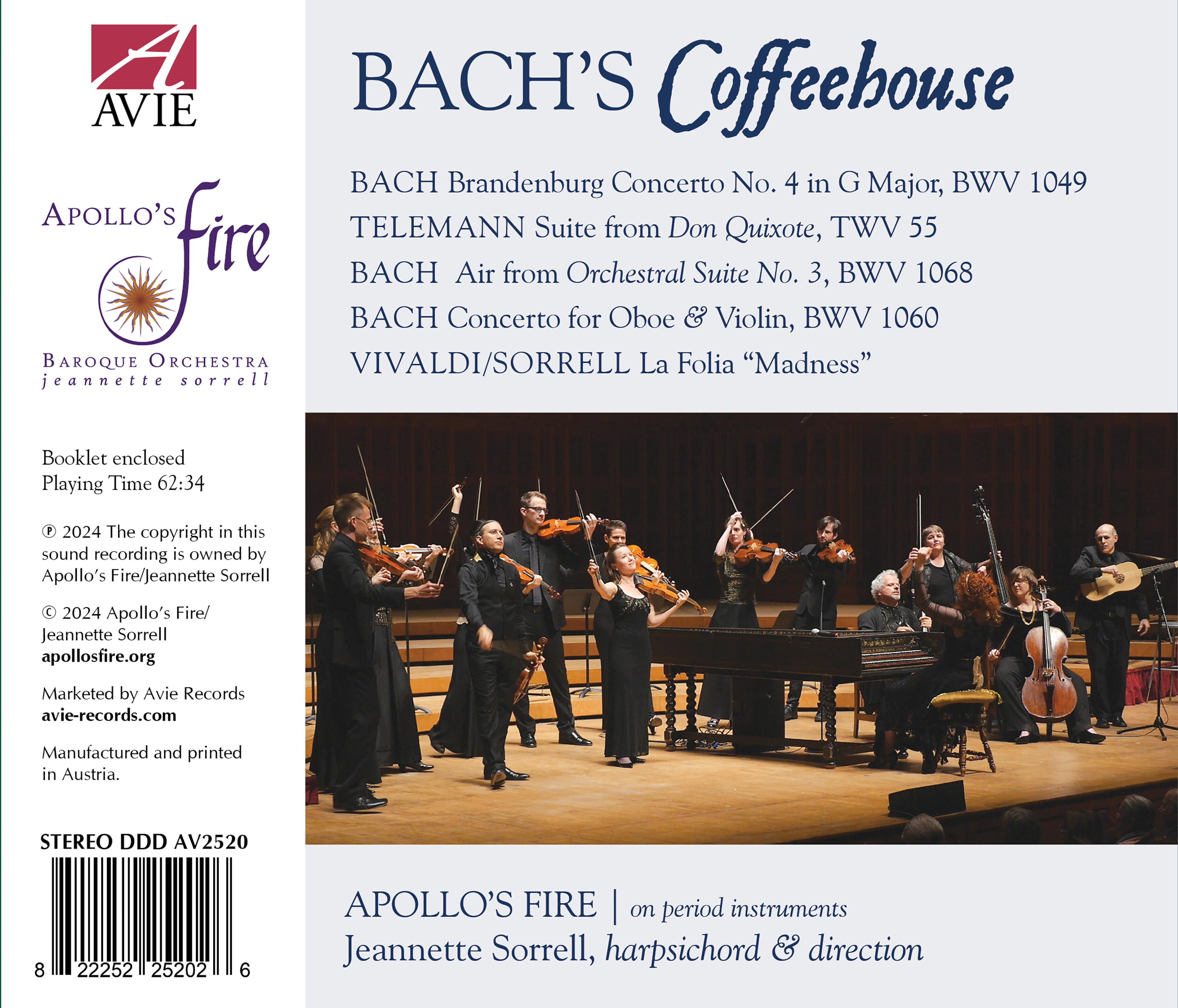 Jeannette Sorrell 바흐: 바흐의 커피 하우스 (Bach's Coffeehouse: Bach, Telemann, Vivaldi)