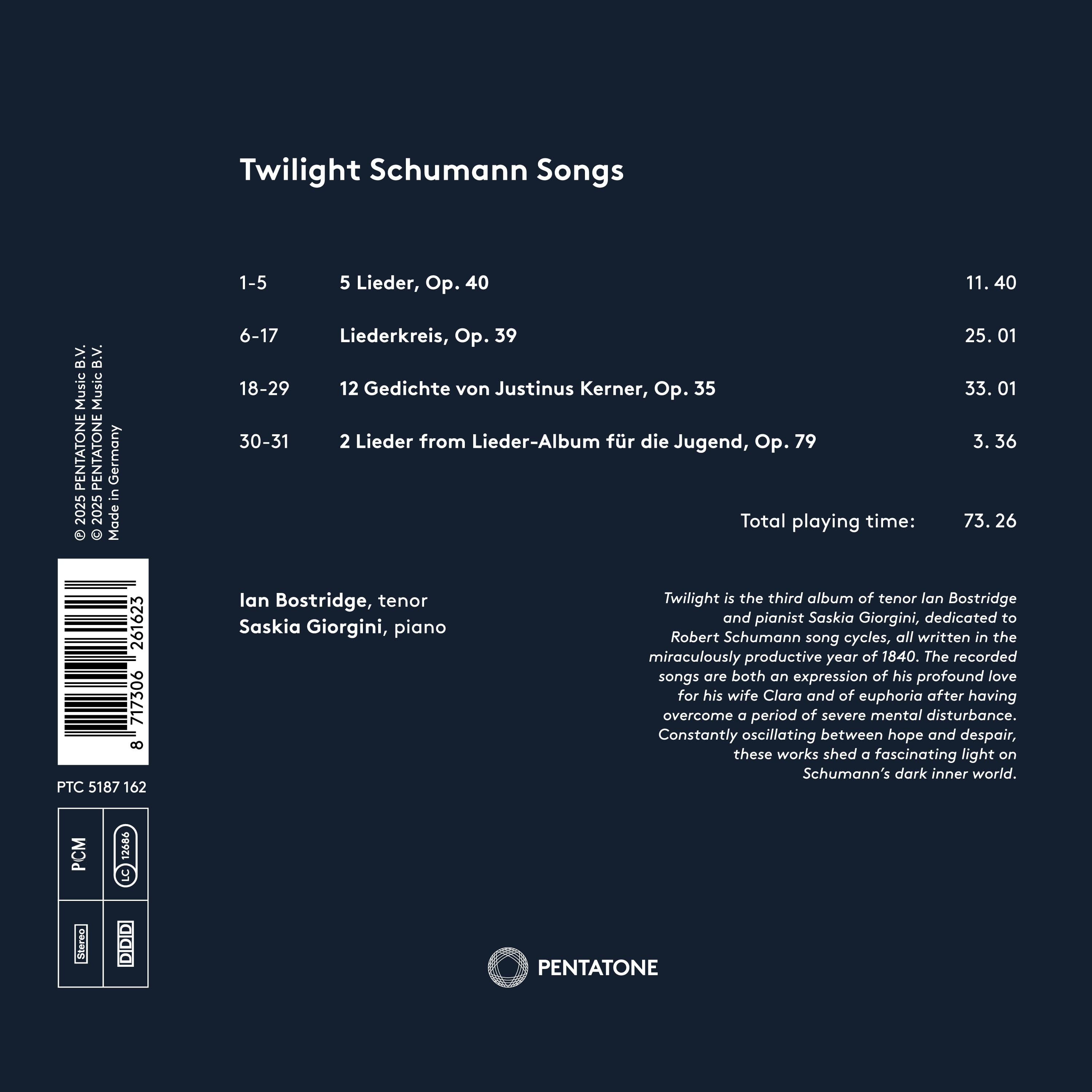 Ian Bostridge / Saskia Giorgini (이안 보스트리지 / 사스키아 조르지니) - 황혼에 듣는 슈만 노래집 (Twilight Schumann Songs)