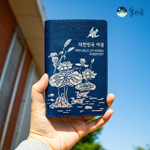 민화 자개 여권 지갑 케이스 여권보관 여행 파우치 선물 가죽지갑
