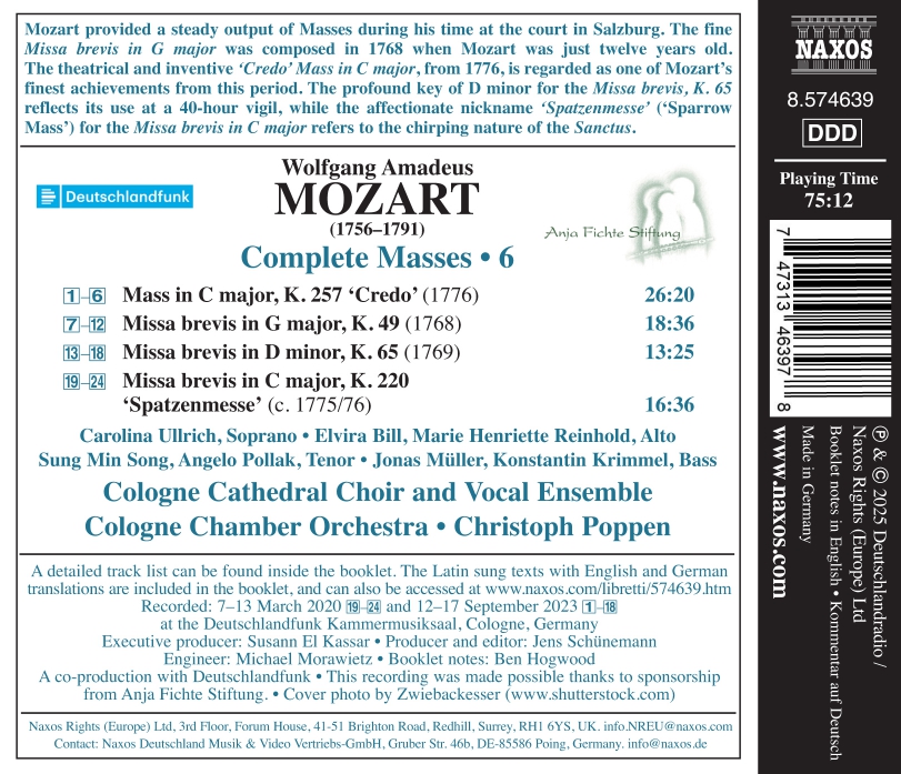 Christoph Poppen 모차르트: 미사 전곡 작품 6집 (Mozart: Complete Masses, Vol. 6)