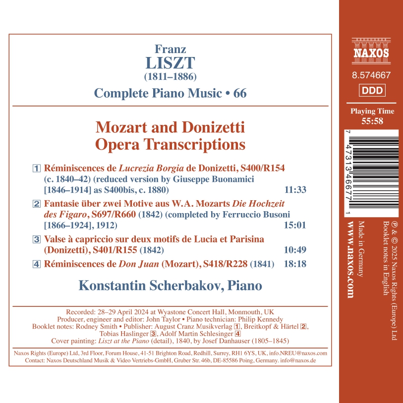 Konstantin Scherbakov 리스트: 모차르트와 도니체티의 오페라 편곡 (Liszt: Complete Piano Music, Vol. 66 - Mozart & Donizetti Opera Transcriptions)