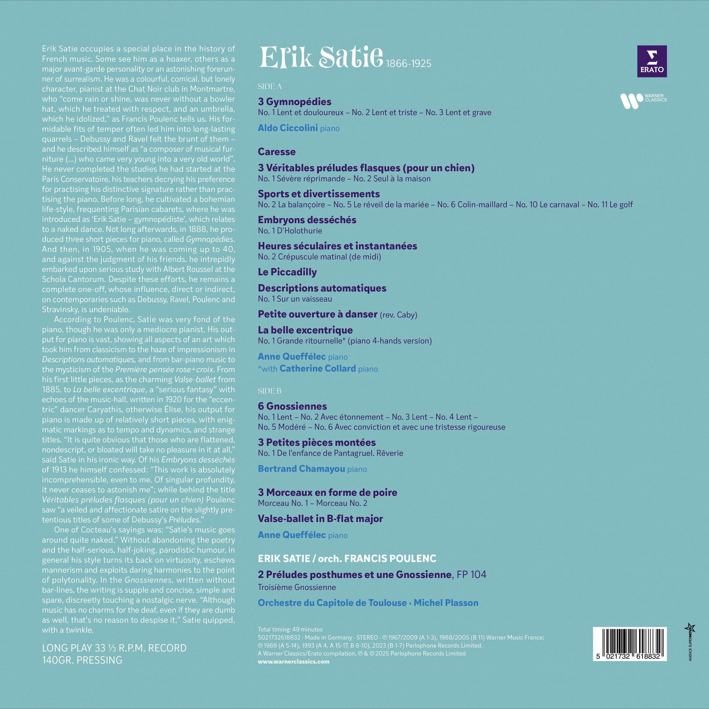 Erik Satie (에릭 사티) - 에릭 사티 베스트 앨범 (The Best of Satie - Le Bel Excentrique) [LP]