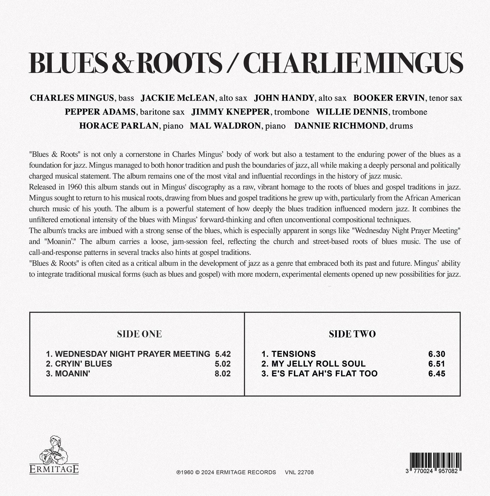 Charles Mingus (찰스 밍거스) - Blues & Roots [옐로우 컬러 LP]