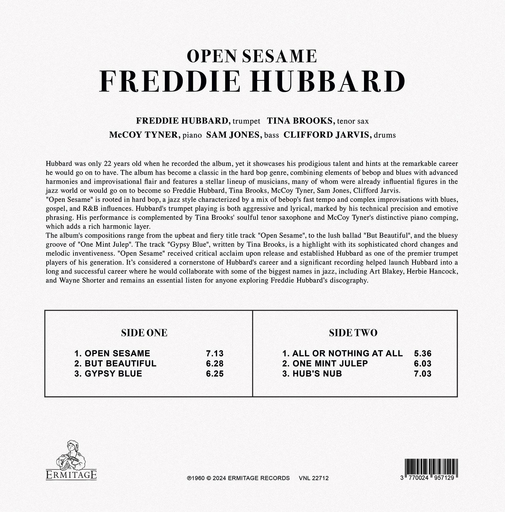 Freddie Hubbard (프레디 허버드) - Open Sesame [옐로우 컬러 LP]