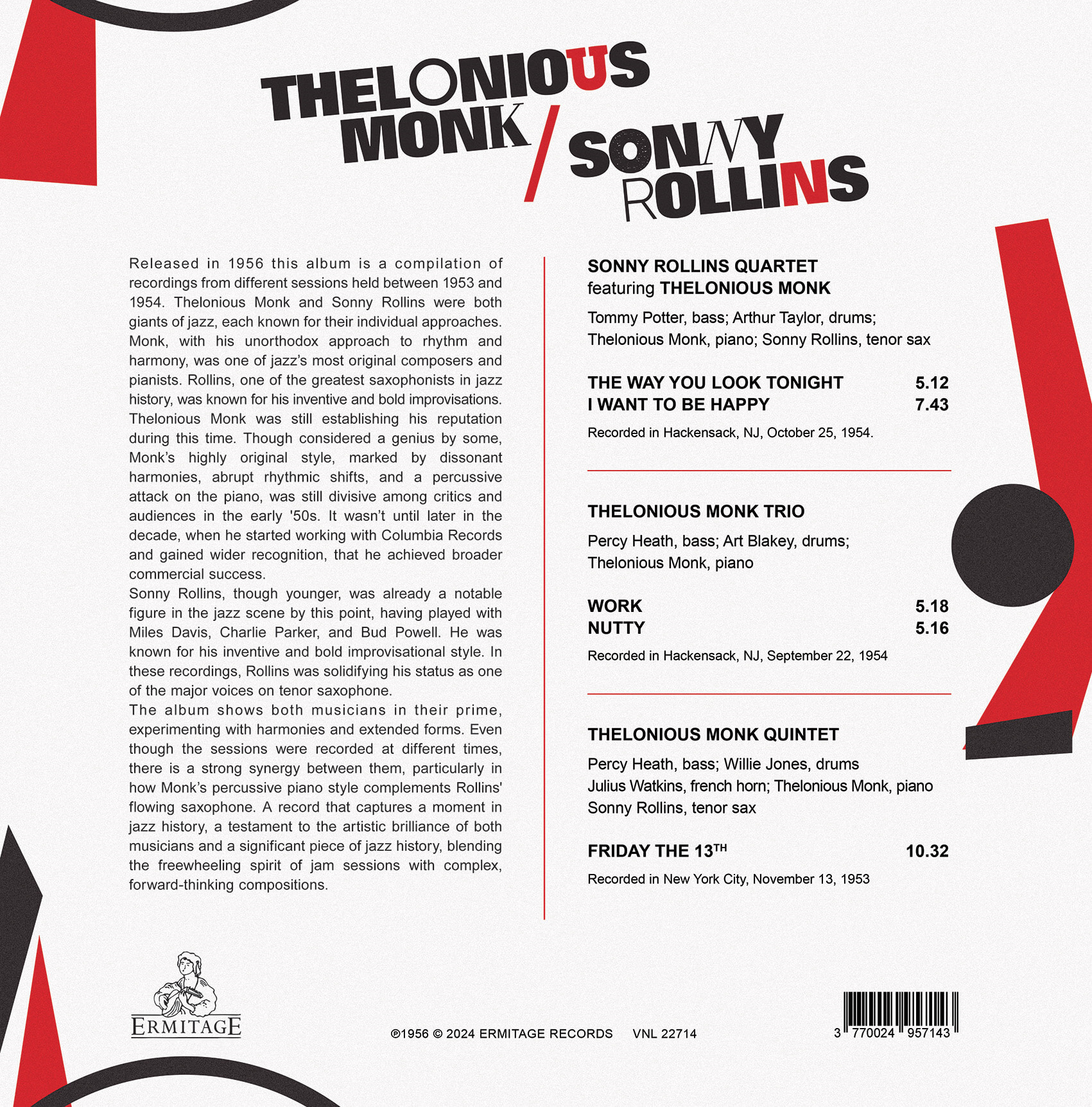 Thelonious Monk / Sonny Rollins (델로니어스 몽크, 소니 롤린스) - Monk & Rollins [옐로우 컬러 LP]