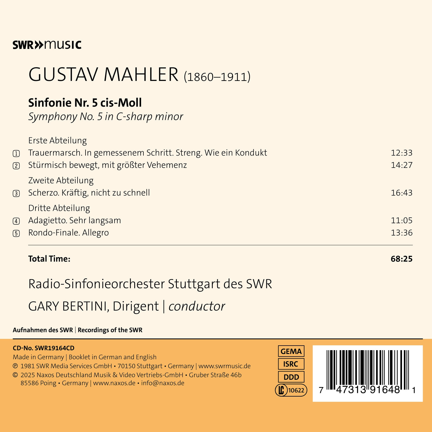 Gary Bertini 말러: 교향곡 5번 (Mahler: Symphony No. 5)
