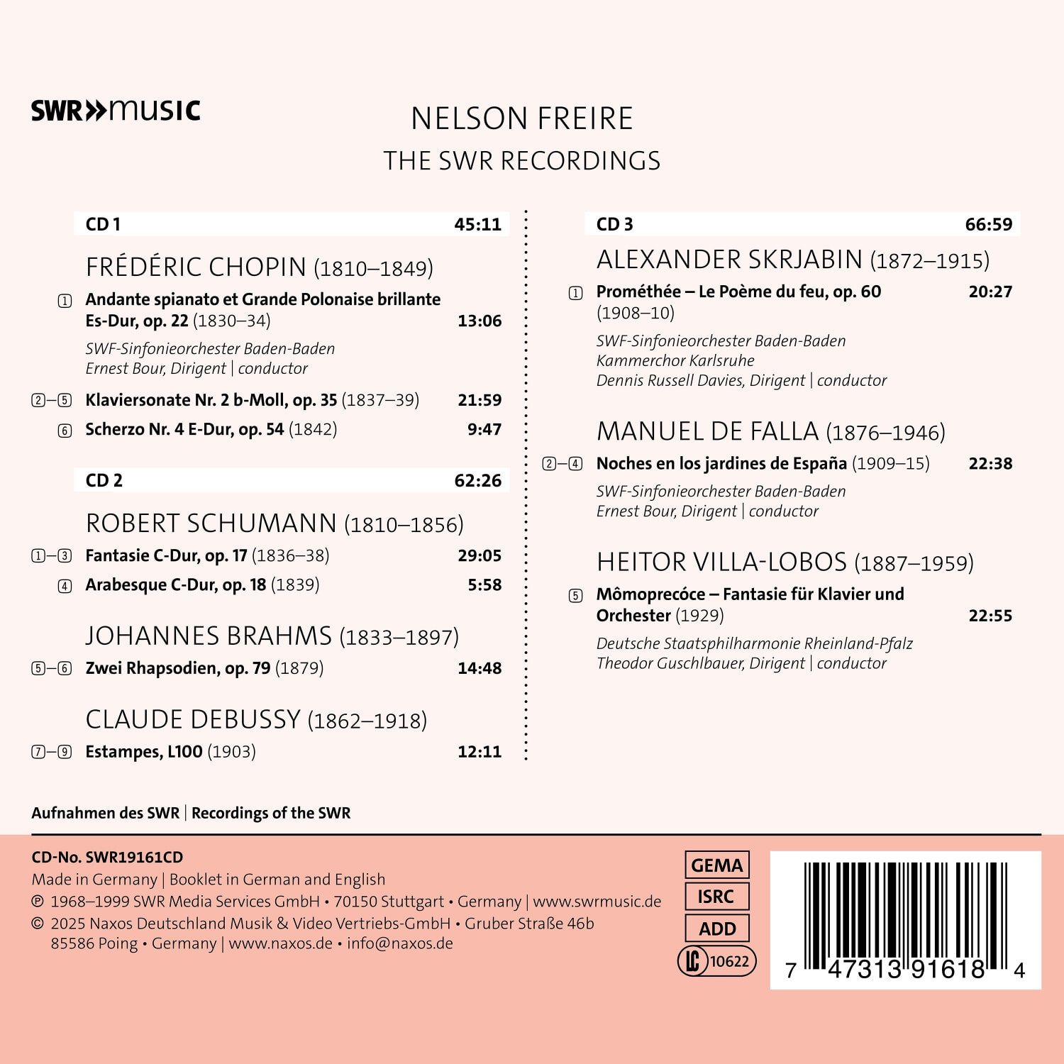 Nelson Freire 넬손 프레이레 SWR 레이블 녹음 모음집 (The SWR Recordings) [박스세트]